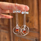 Garnet and Moonstone Earrings: Fine Silver Bow Dangle, Hypoallergenic