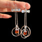 Garnet and Moonstone Earrings: Fine Silver Bow Dangle, Hypoallergenic