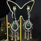 Tsavorite Malaya Garnet Chandelier Earrings: Sterling Silver Beryl Sapphire
