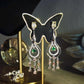 Tsavorite Malaya Garnet Chandelier Earrings: Sterling Silver Beryl Sapphire