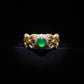 18K Solid Gold Natural Jadeite Jade Ring | One-of-a-Kind Green Jade Cabochon with Diamonds | Fine Gold Filigree Art Deco Ring | Luxury Gift