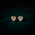 Tiny Pink Diamond Hearts Earrings | 18K Gold Filled Studs | Everyday Minimalist Jewelry Gift for Her