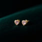 Tiny Pink Diamond Hearts Earrings | 18K Gold Filled Studs | Everyday Minimalist Jewelry Gift for Her