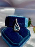14K Solid White Gold Aquamarine & Diamond Pendant • Earth-Mined Diamonds • Elegant Teardrop Necklace , gift for her