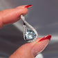 14K Solid White Gold Aquamarine & Diamond Pendant • Earth-Mined Diamonds • Elegant Teardrop Necklace , gift for her