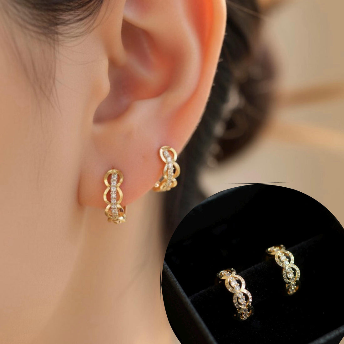 Tiny Diamond Huggie Hoops in 9K Solid Gold | 6mm & 8mm Small Hoop Earrings | Dainty Everyday Fine Jewelry | Minimalist Gold Earrings, gift