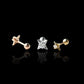 18K Solid Gold Star Diamond Earrings | Natural Earth Mined Diamond Studs | Dainty Fine Jewelry Gift for Her | Everyday Gold Earrings