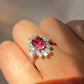 Natural Rubellite Tourmaline Ring with White Sapphire Art Deco Ring | Fine Jewelry Gift , pink tourmaline ring