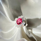 Natural Rubellite Tourmaline Ring with White Sapphire Art Deco Ring | Fine Jewelry Gift , pink tourmaline ring