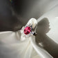 Natural Rubellite Tourmaline Ring with White Sapphire Art Deco Ring | Fine Jewelry Gift , pink tourmaline ring