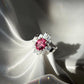 Natural Rubellite Tourmaline Ring with White Sapphire Art Deco Ring | Fine Jewelry Gift , pink tourmaline ring