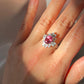 Natural Rubellite Tourmaline Ring with White Sapphire Art Deco Ring | Fine Jewelry Gift , pink tourmaline ring