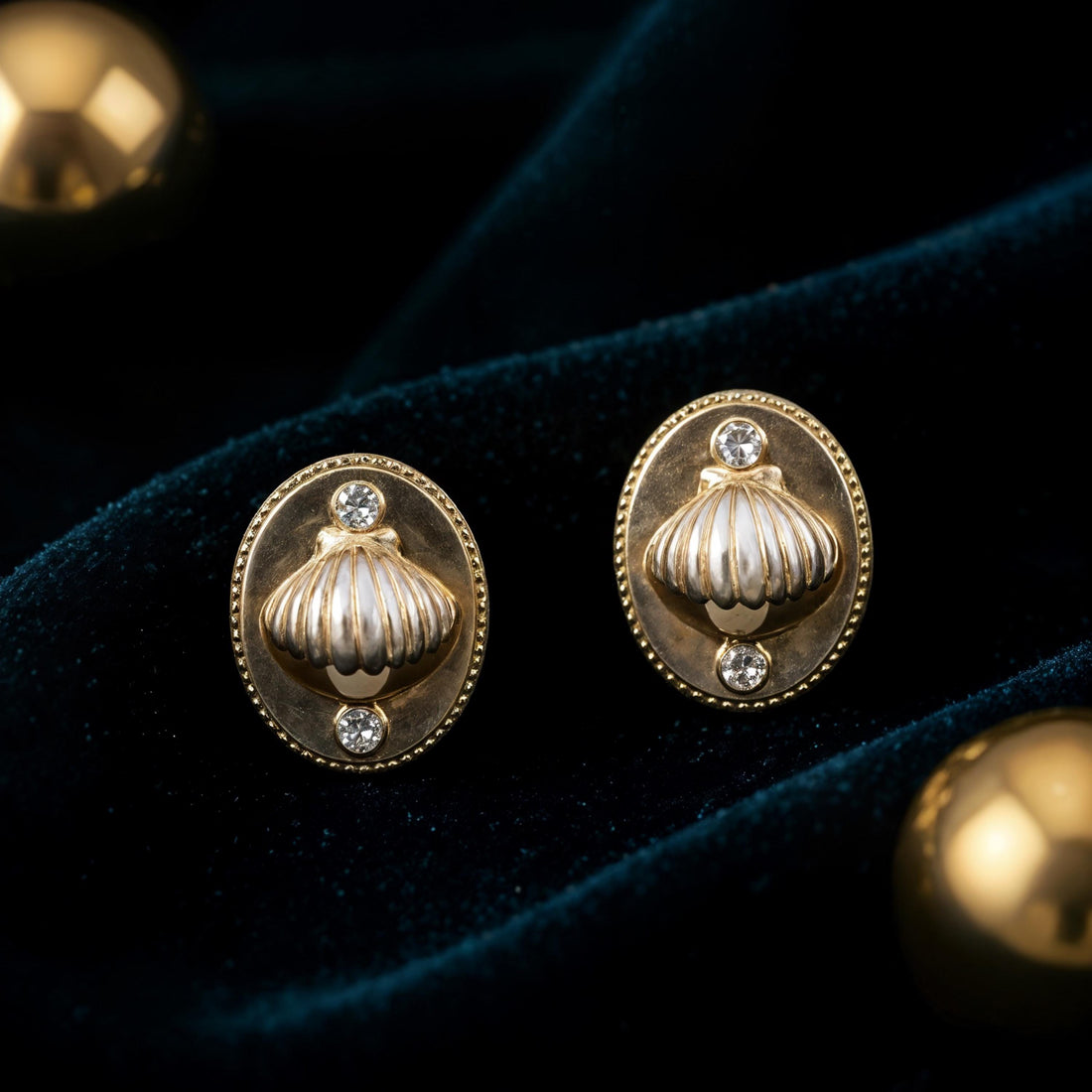 Dainty Akoya Pearl Shell Earrings | 14K Gold Vermeil | Dainty Earrings Gift for Her | Vintage Shell Jewelry | Quiet Luxury Holiday Gift