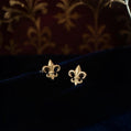 Fleur-de-Lis 9K Solid Gold Stud Earrings | Tiny French Lily Earrings | Dainty Everyday Gold Earrings | Elegant Gift for Her