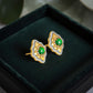 Green Jadeite Jade Earrings | Art Deco Studs | Gift For Her | 18k Gold Vermeil Earrings | Statement Stud Earrings | Quiet Luxury Jewelry