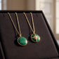 Malachite Pearl Pendant Necklace | 18K Gold Vermeil | Green Stone Necklace Gift for Her | Holiday Jewelry | Meaningful Elegant Pendant