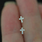 9K Solid Gold Diamond Cross Stud Earrings, Dainty Gold Cross Stud, Minimalist Christian Jewelry, Religious Gift for Her, Tiny Diamond Cross