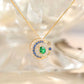 18K Solid Gold Tsavorite Garnet, Diamond & Blue Sapphire Crescent Moon Necklace | Celestial Fine Jewelry | Gift for her, One of a Kind
