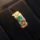 18K Solid Gold Natural Jadeite Jade Ring | One-of-a-Kind Green Jade Cabochon with Diamonds | Fine Gold Filigree Art Deco Ring | Luxury Gift