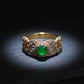 18K Solid Gold Natural Jadeite Jade Ring | One-of-a-Kind Green Jade Cabochon with Diamonds | Fine Gold Filigree Art Deco Ring | Luxury Gift