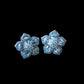 Blue Topaz Flower Earrings | Natural Blue Topaz & Sapphire Blossom Studs | Sterling Silver Fine Jewelry | Elegant Floral Earrings for Her