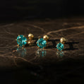 10K Solid Gold Paraiba Blue Stud Earring | Single Screw Back Stud | 3mm 4mm 5mm | Everyday Minimalist Jewelry | Sleep-Friendly, gift for her