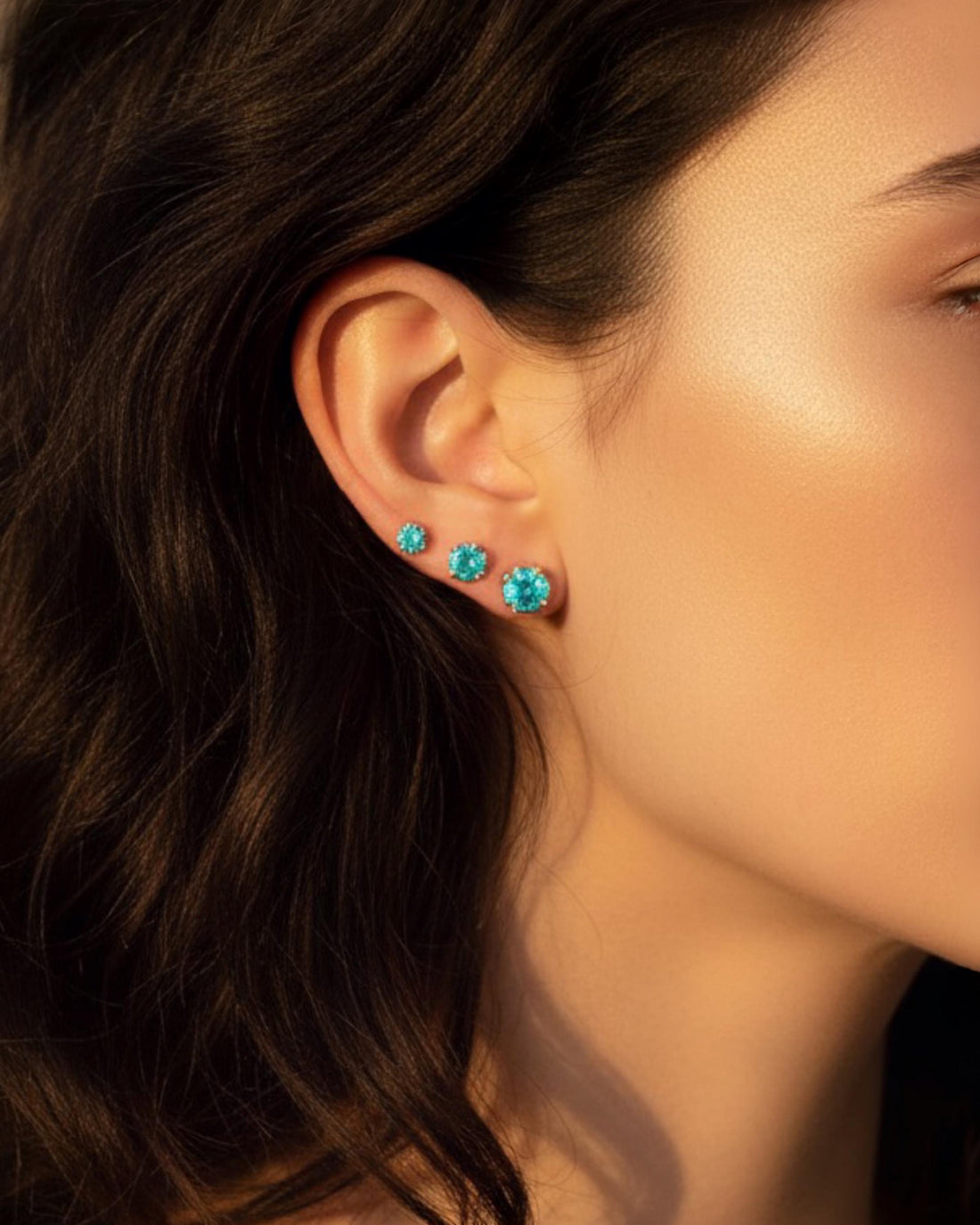 10K Solid Gold Paraiba Blue Stud Earring | Single Screw Back Stud | 3mm 4mm 5mm | Everyday Minimalist Jewelry | Sleep-Friendly, gift for her