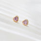 Tiny Pink Diamond Hearts Earrings | 18K Gold Filled Studs | Everyday Minimalist Jewelry Gift for Her