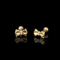 Tiny Bow Stud Earrings in 10K Solid Gold with Diamonds | Dainty Screw-Back Gold Earrings | Everyday Minimalist Jewelry | Gift for Her