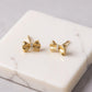 Tiny Bow Stud Earrings in 10K Solid Gold with Diamonds | Dainty Screw-Back Gold Earrings | Everyday Minimalist Jewelry | Gift for Her
