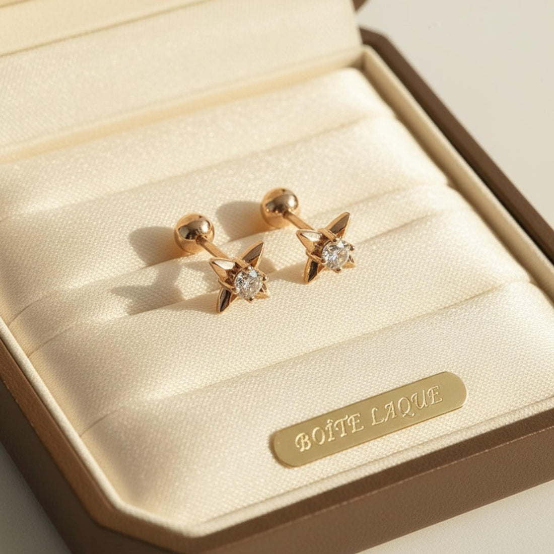 18K Solid Gold Star Diamond Earrings | Natural Earth Mined Diamond Studs | Dainty Fine Jewelry Gift for Her | Everyday Gold Earrings