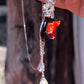 Japanese Oxblood Red Coral Necklace in Sterling Silver | Natural Coral & Black Onyx Art Pendant with Pearl Drops | Fine Jewelry Gift for Her