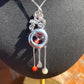 Japanese Oxblood Red Coral Necklace in Sterling Silver | Natural Coral & Black Onyx Art Pendant with Pearl Drops | Fine Jewelry Gift for Her