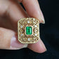 Art Deco Emerald Ring in 14K Solid Gold | Natural 0.8ct Emerald & Diamond Statement Ring | Filigree Cocktail Ring | Heirloom Jewelry Gift