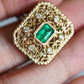 Art Deco Emerald Ring in 14K Solid Gold | Natural 0.8ct Emerald & Diamond Statement Ring | Filigree Cocktail Ring | Heirloom Jewelry Gift