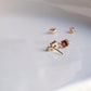 9K Solid Gold Ruby Garnet Earrings | Natural Garnet Perfume Bottle Studs | Natural Zircon White Stone | Dainty Quiet Luxury Gift for Her