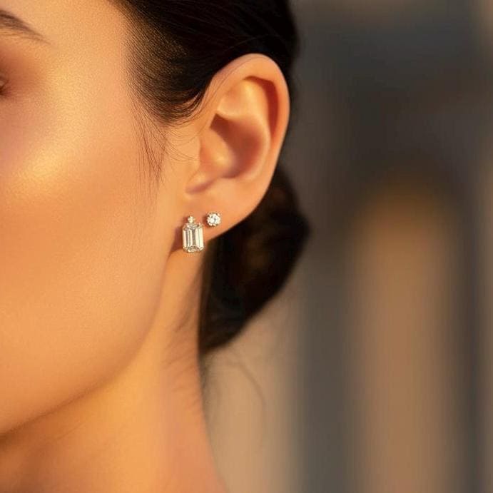 9K Solid Gold Perfume Bottle Diamond Earrings | Dainty Sparkle Studs | Quiet Luxury Gift for Her | Minimalist Gold Earrings