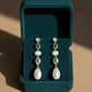 Larimar Pearl Dangle Earrings 18K Gold Filled | Natural Gemstone Earrings | Long Drop Pearl Earrings Gift for Her | Quiet Luxury Jewelry