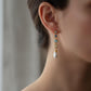 Larimar Pearl Dangle Earrings 18K Gold Filled | Natural Gemstone Earrings | Long Drop Pearl Earrings Gift for Her | Quiet Luxury Jewelry