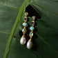 Larimar Pearl Dangle Earrings 18K Gold Filled | Natural Gemstone Earrings | Long Drop Pearl Earrings Gift for Her | Quiet Luxury Jewelry
