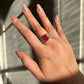 Natural Red Coral Ring | Sterling Silver 18K White Gold Vermeil | One of a Kind Cocktail Ring | Unique Gift for Her