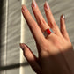 Natural Red Coral Ring | Sterling Silver 18K White Gold Vermeil | One of a Kind Cocktail Ring | Unique Gift for Her