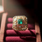Art Deco Emerald Ring in 14K Solid Gold | Natural 0.8ct Emerald & Diamond Statement Ring | Filigree Cocktail Ring | Heirloom Jewelry Gift
