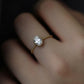 9K Solid Gold Oval Solitaire Ring • Vintage Beaded Band Engagement Ring • Dainty Diamond Ring • Minimalist Gold Ring • Promise Ring Gift