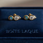 18K Solid Gold Black Opal & Diamond Teardrop Stud | Fine Jewelry Earring | Natural Opal Earring | Luxury Gold Stud | Gift , Diamond Stud