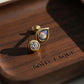 18K Solid Gold Black Opal & Diamond Teardrop Stud | Fine Jewelry Earring | Natural Opal Earring | Luxury Gold Stud | Gift , Diamond Stud