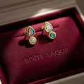 18K Solid Gold Black Opal & Diamond Teardrop Stud | Fine Jewelry Earring | Natural Opal Earring | Luxury Gold Stud | Gift , Diamond Stud