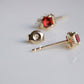 9K Solid Gold Ruby Garnet Earrings | Natural Garnet Perfume Bottle Studs | Natural Zircon White Stone | Dainty Quiet Luxury Gift for Her