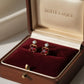 9K Solid Gold Ruby Garnet Earrings | Natural Garnet Perfume Bottle Studs | Natural Zircon White Stone | Dainty Quiet Luxury Gift for Her