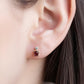 9K Solid Gold Ruby Garnet Earrings | Natural Garnet Perfume Bottle Studs | Natural Zircon White Stone | Dainty Quiet Luxury Gift for Her